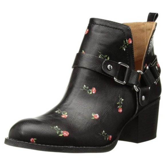 Madden Girl Shoes Like New Madden Girl Black Rose Print Ankle